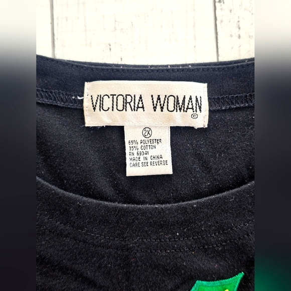 Vintage RARE Victorian Woman Plus Christmas 3/4 Sleeve Top Embroidered Gems - Picture 8 of 8